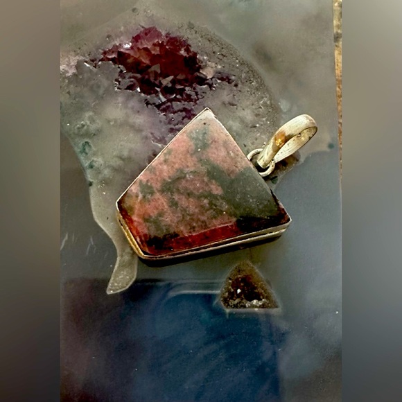Rhodonite Natural Stone Handcrafted Pendant - Picture 2 of 5